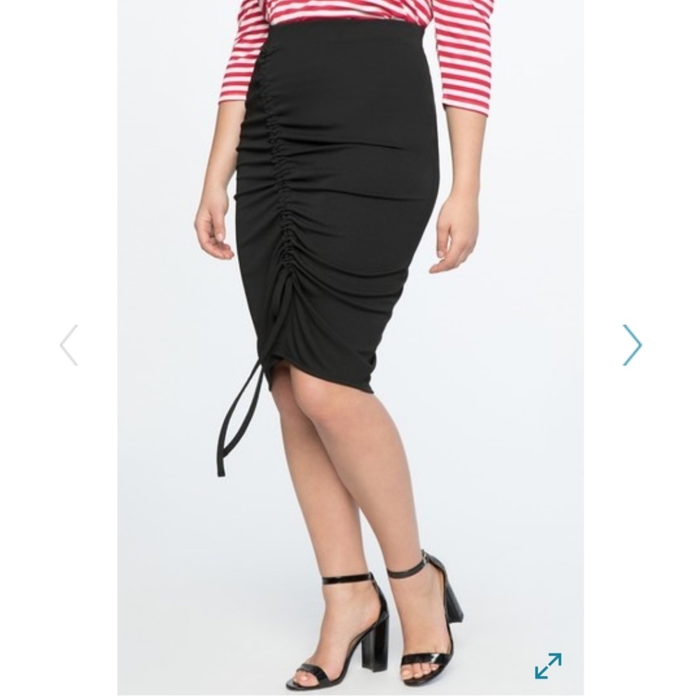 Eloquii black pencil skirt with ruching